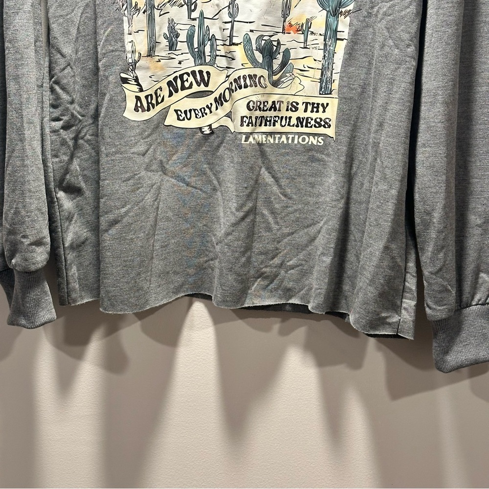 Christian Faith Crew Neck Sweater Bible Verse Desert Orange Dark Gray NWT - Picture 5 of 15